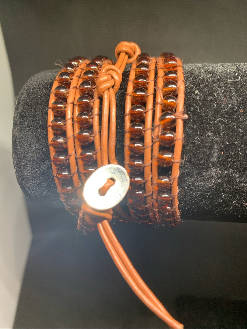 Chan Luu Beaded Wrap Bracelet in Amber Brown